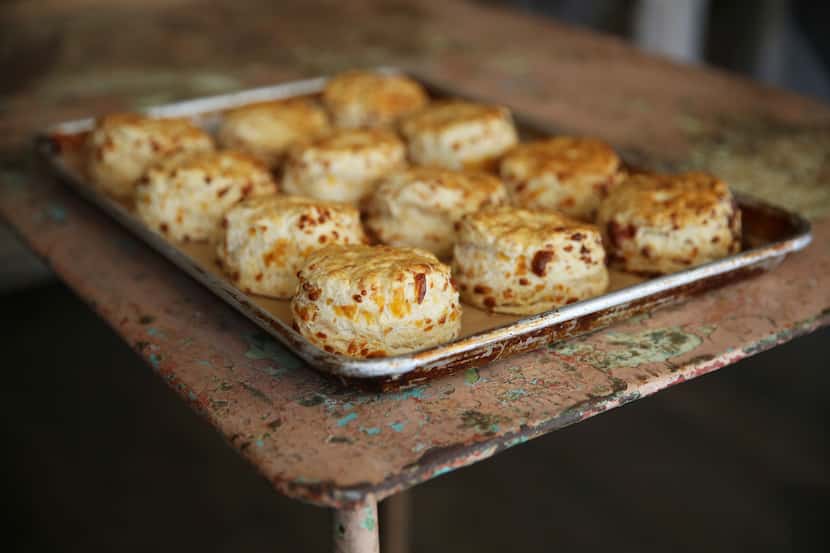 Cheddar biscuits prepared by chef Robert Lyford at Patina Green Home and Market in McKinney.