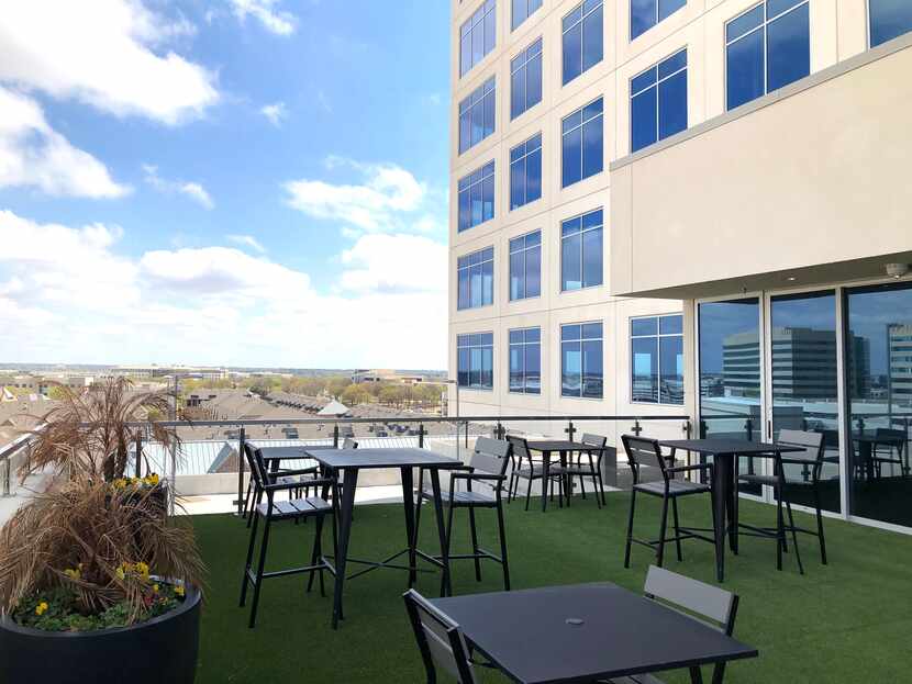 The new Headquarters II building in Plano has a seventh floor tenant lounge and patio.