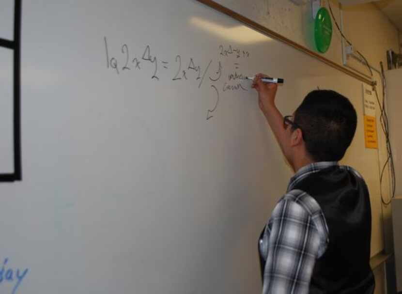 
Lopez occasionally uses the whiteboard in Grant Ashmore’s class to work equations. Ashmore...