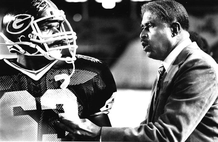 Grambling State coach Eddie Robinson coached his team to victory in the 1985 State Fair...