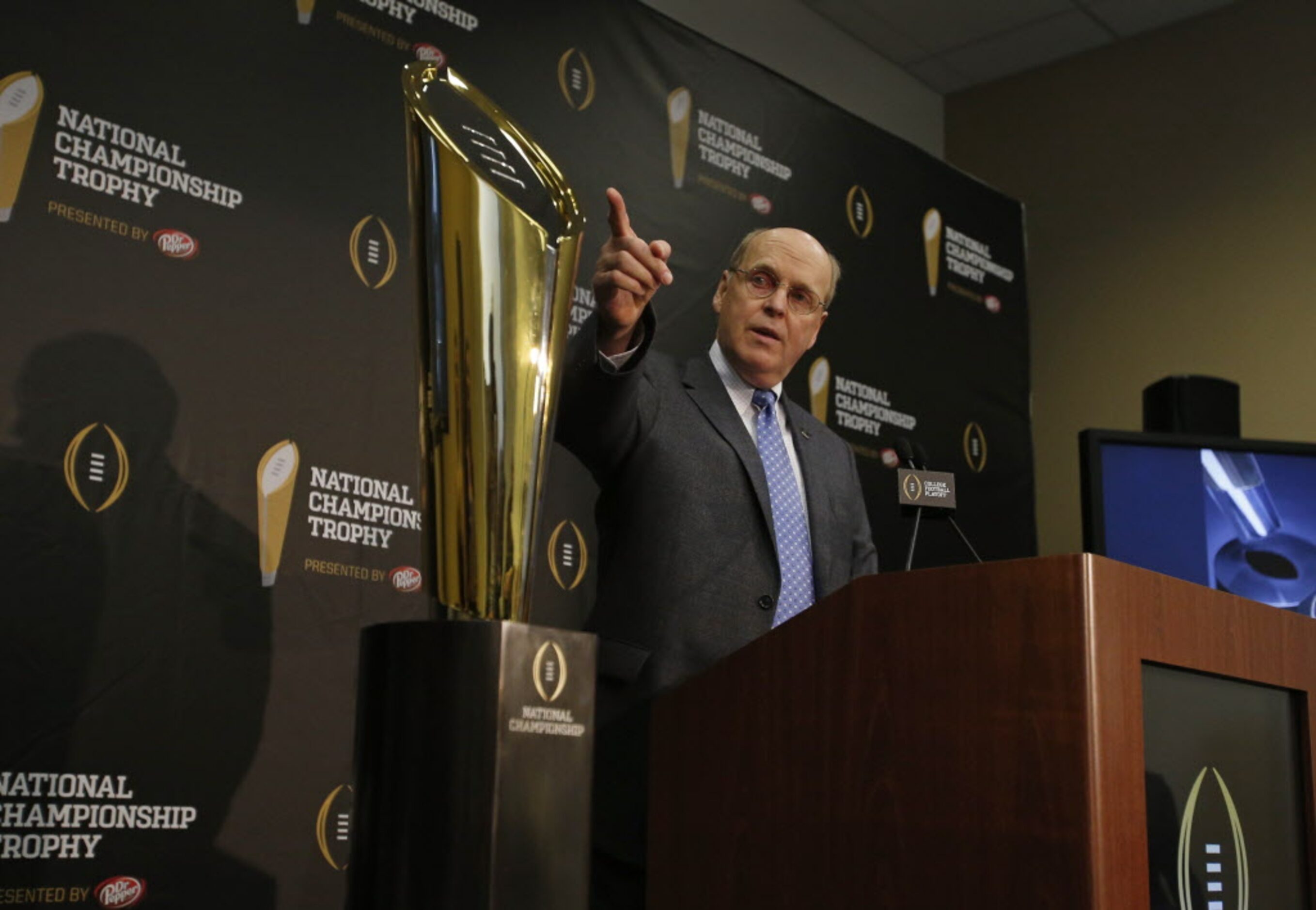 College Football Playoff executive director Bill Hancock talks about the new national...