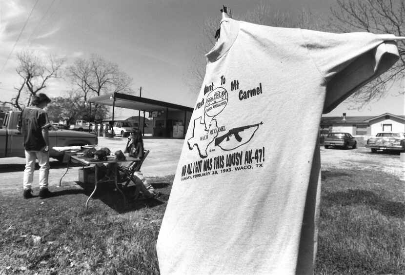 March 23, 1993: Linda Cox sold T-shirts near the compound, including this shirt reading, "My...