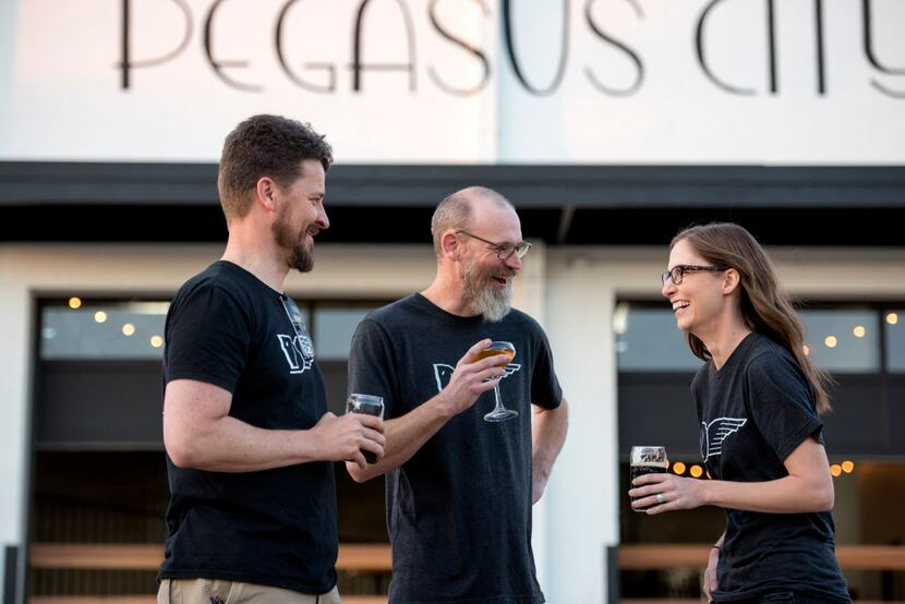 Chris Weiss, Will Cotten and his wife Adrian Cotten (left to right) of Pegasus City Brewery....