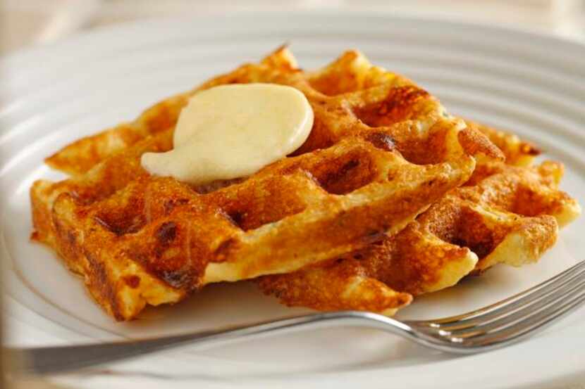 
Cornmeal Waffles with Cheddar, Chipotle Chile, and Green Onions, from “Waffles” by Dawn...