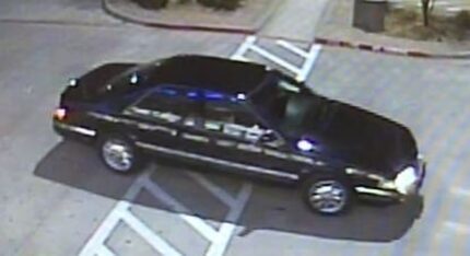 This black car left a McKinney shopping center parking lot after striking a pedestrian in...