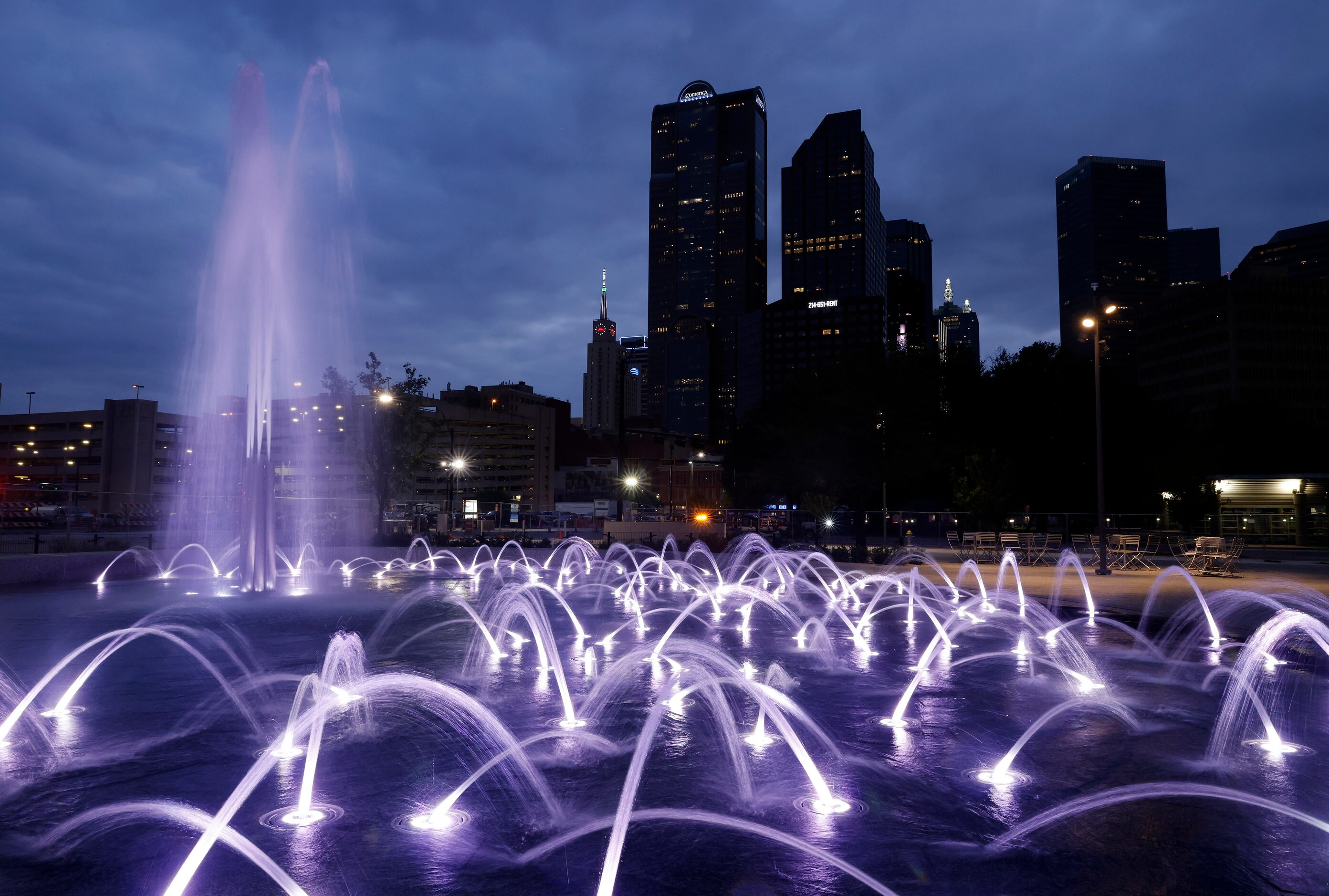 Small fountains surround a larger one on the south end of the newly constructed Carpenter...