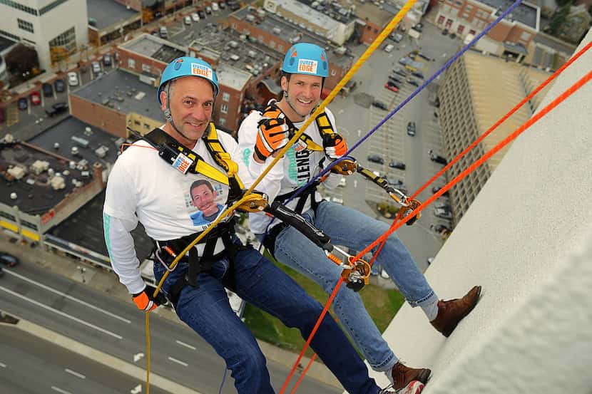 Shatterproof founder and CEO Gary Mendell rappels with Congressman Jim Himes. 