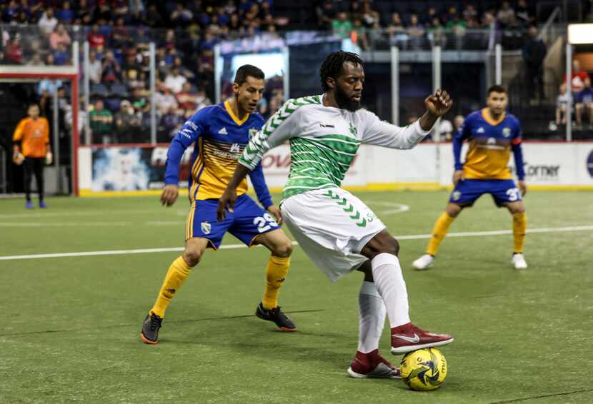 VcMor Eligwe tires to back down his Sockers defender. (3-24-19)