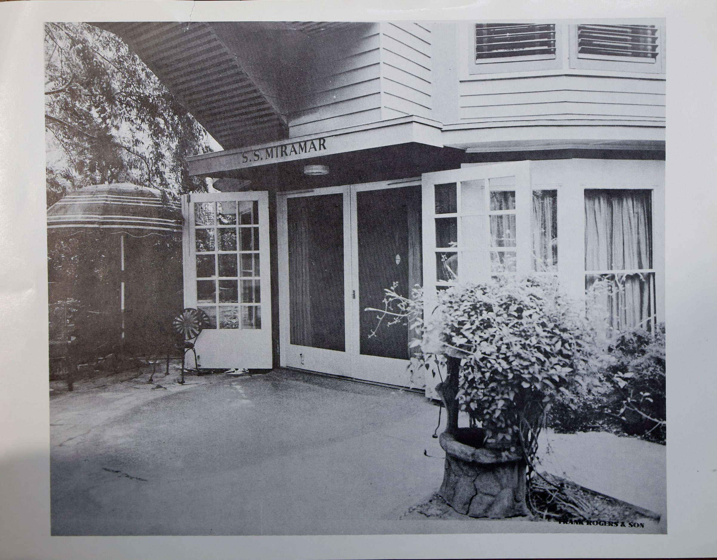 The entrace of an event hall behind a Highland Park home in the 1960s called the S.S....