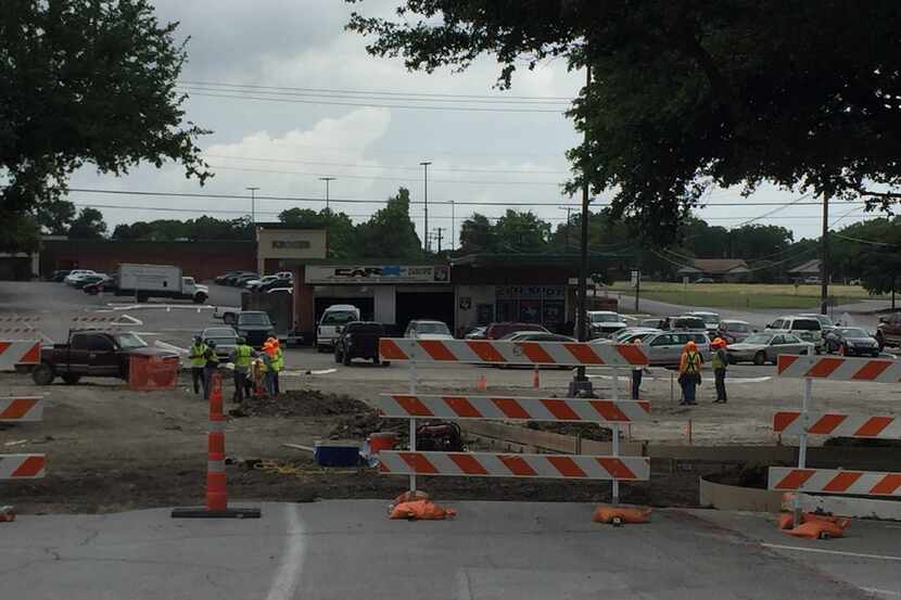 Flood control and storm drainage improvements being worked on at Wynnewood Village in Oak...
