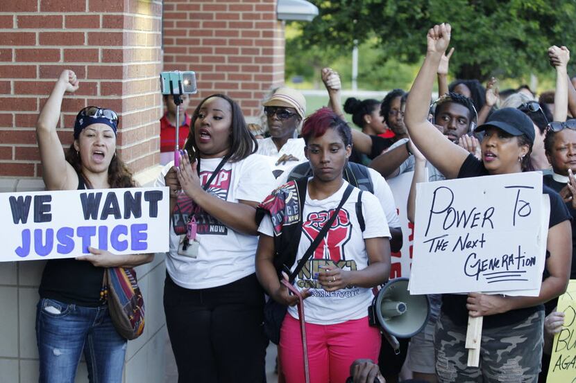 Protesters attended a Next Generation Action Network protest in front of the McKinney Police...