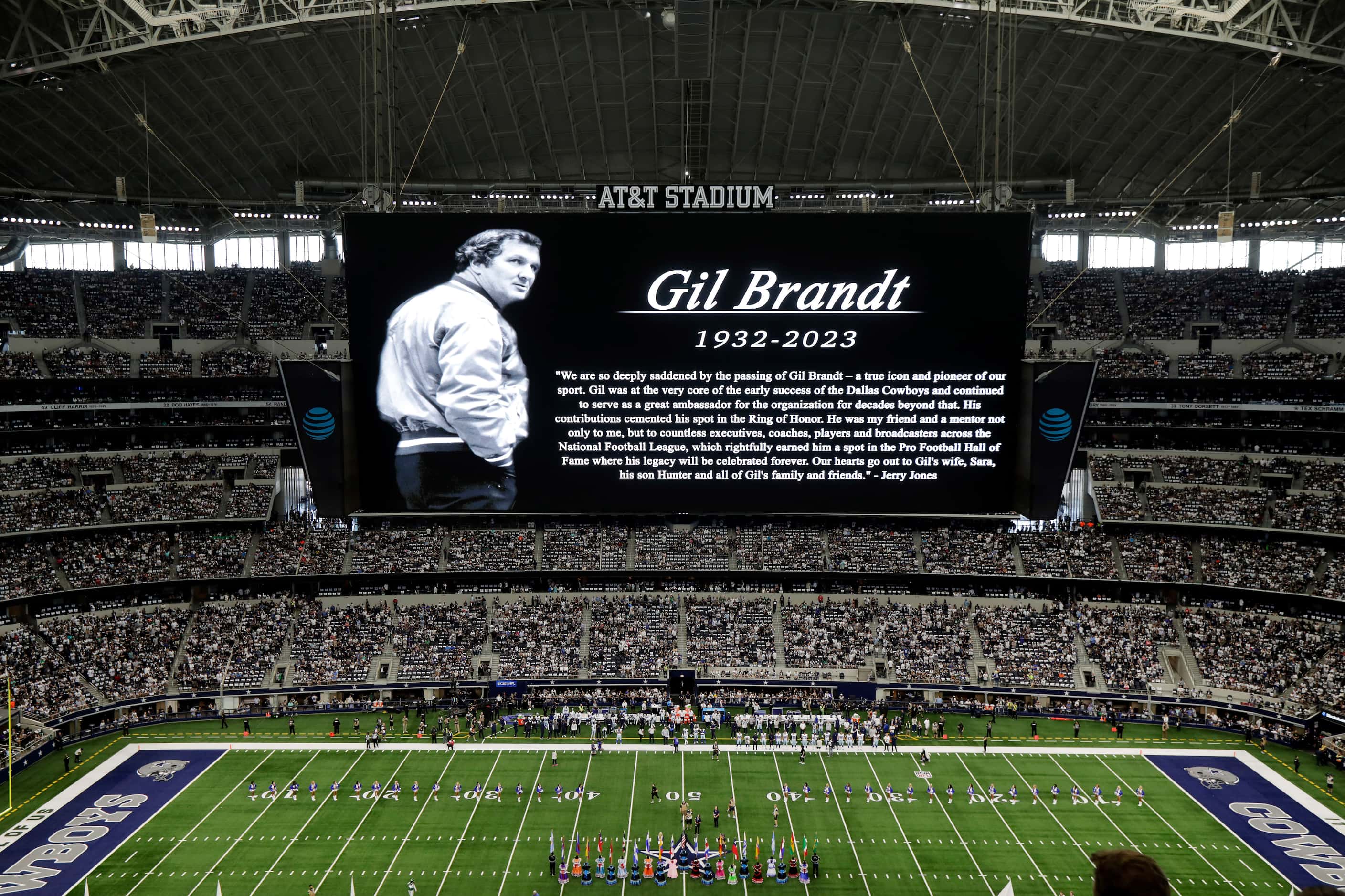 Pro Football Hall of Famer and Dallas Cowboys executive Gil Brandt was remembered before the...