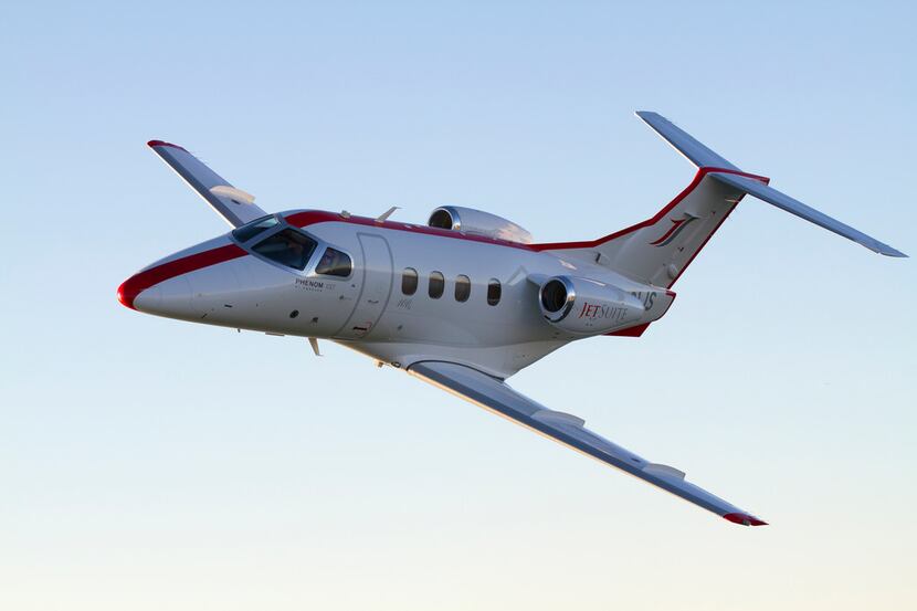 A Phenom 100 jet flown by JetSuite, Dallas'  new high-profile aviation company. It handles...