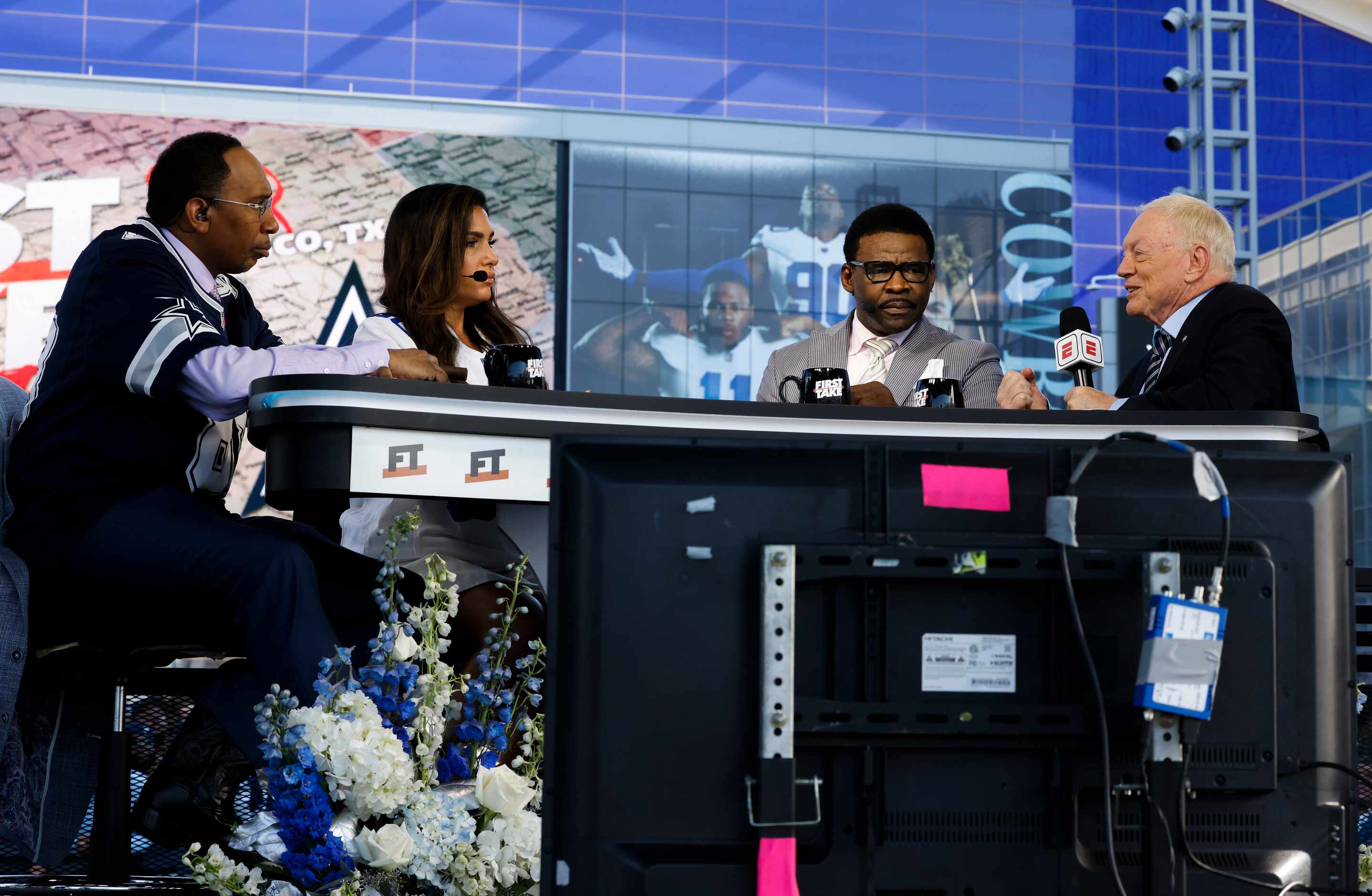 From left, show host Stephen A. Smith also known as a "Cowboys Hater,” host Molly Qerim,...