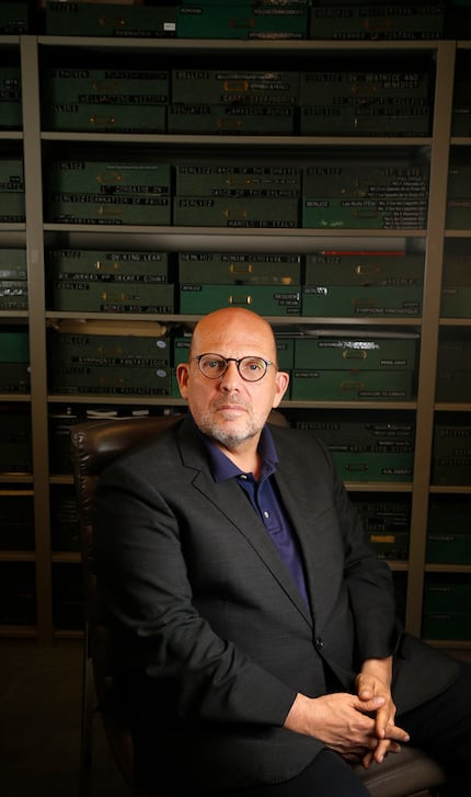 Jaap van Zweden poses for a portrait at the composition library at the Meyerson Symphony...