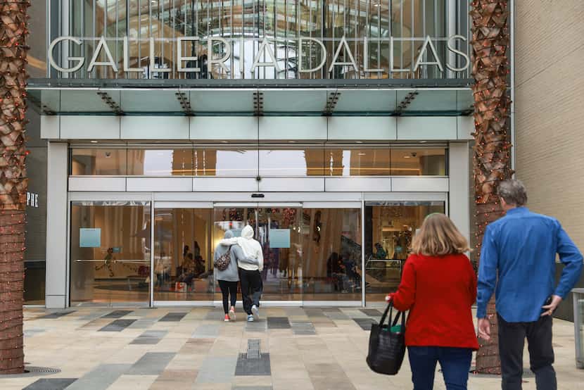 Shoppers walk into Galleria Dallas, one of North Texas' largest shopping centers.