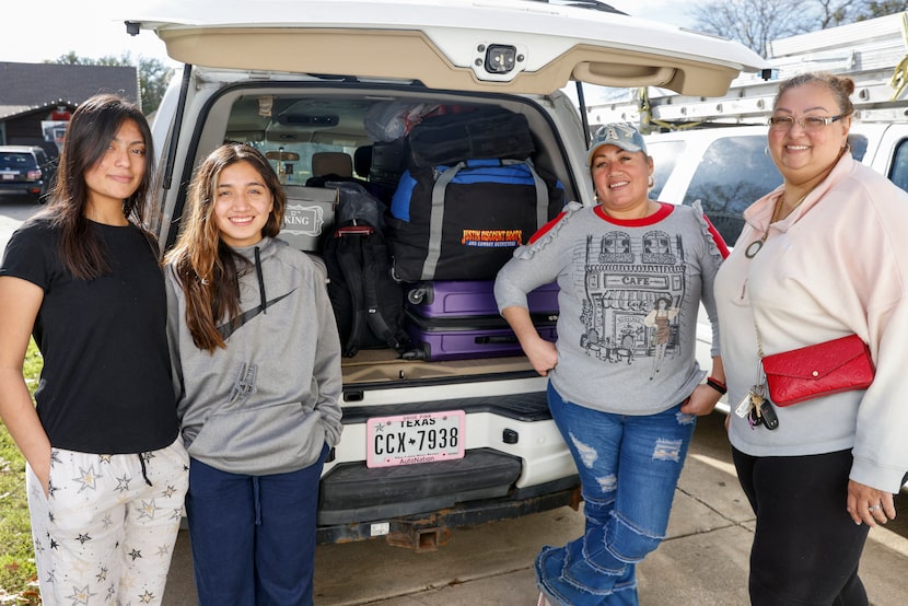 From left, Zamara Martínez, 17, Marilyn Morales Castañeda, 16, Venet Castañeda, 47, and...