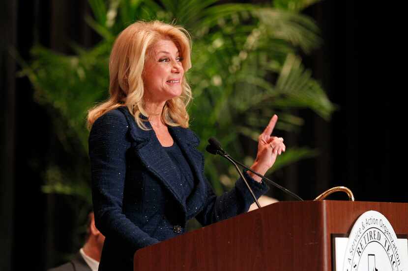 Democratic governor nominee Wendy Davis speaks to the Texas Retired Teachers Association at...