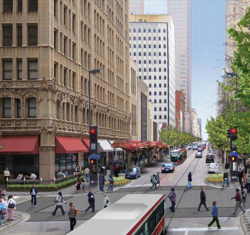 A would-be Main and Akard as seen in Downtown Dallas Inc.'s 360 plan in 2010
