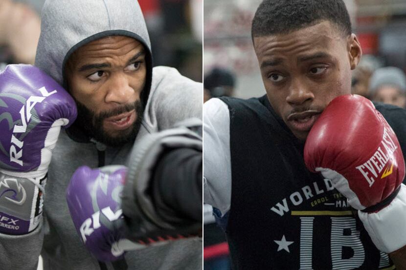 Welterweight boxers Lamont Peterson (left) and DeSoto's Errol Spence Jr.