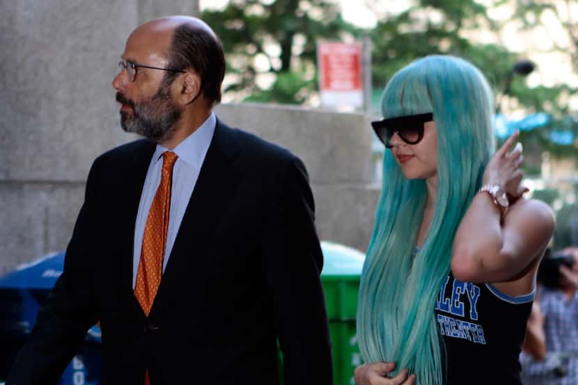 Amanda Bynes, accompanied by attorney Gerald Shargel, arrives for a court appearance in New...