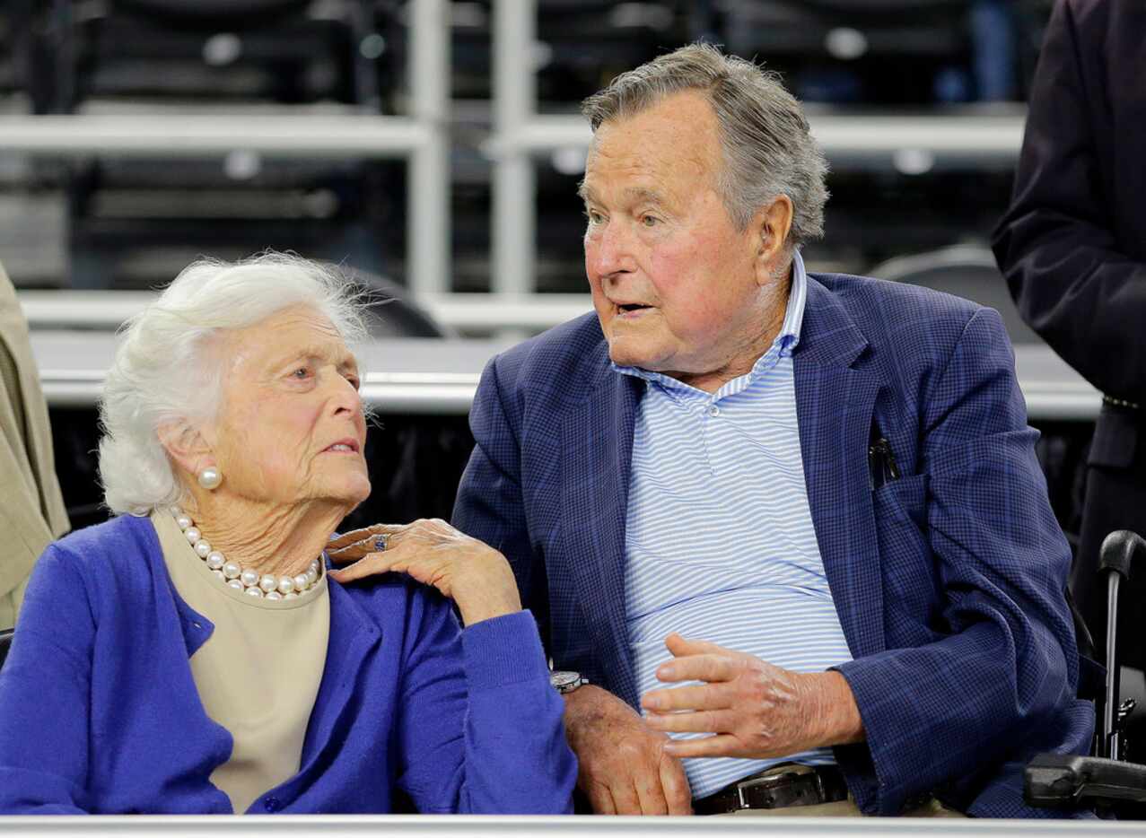 In this March 29, 2015, file photo, former President George H.W. Bush and his wife Barbara...