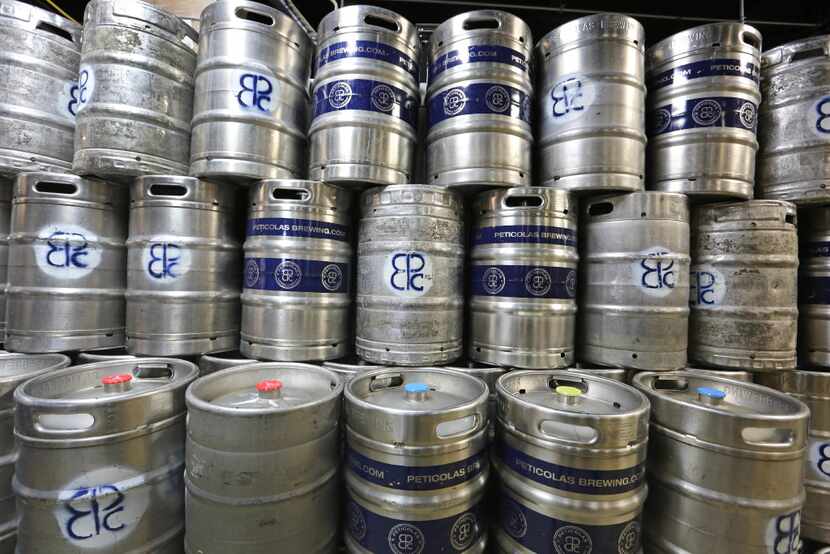 A look at some of the beer stored in kegs at the Peticolas Brewing Company, 2026 Farrington...