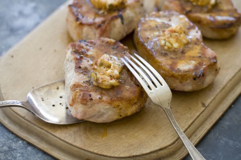 Pork chops with chipotle pumpkin seed.
