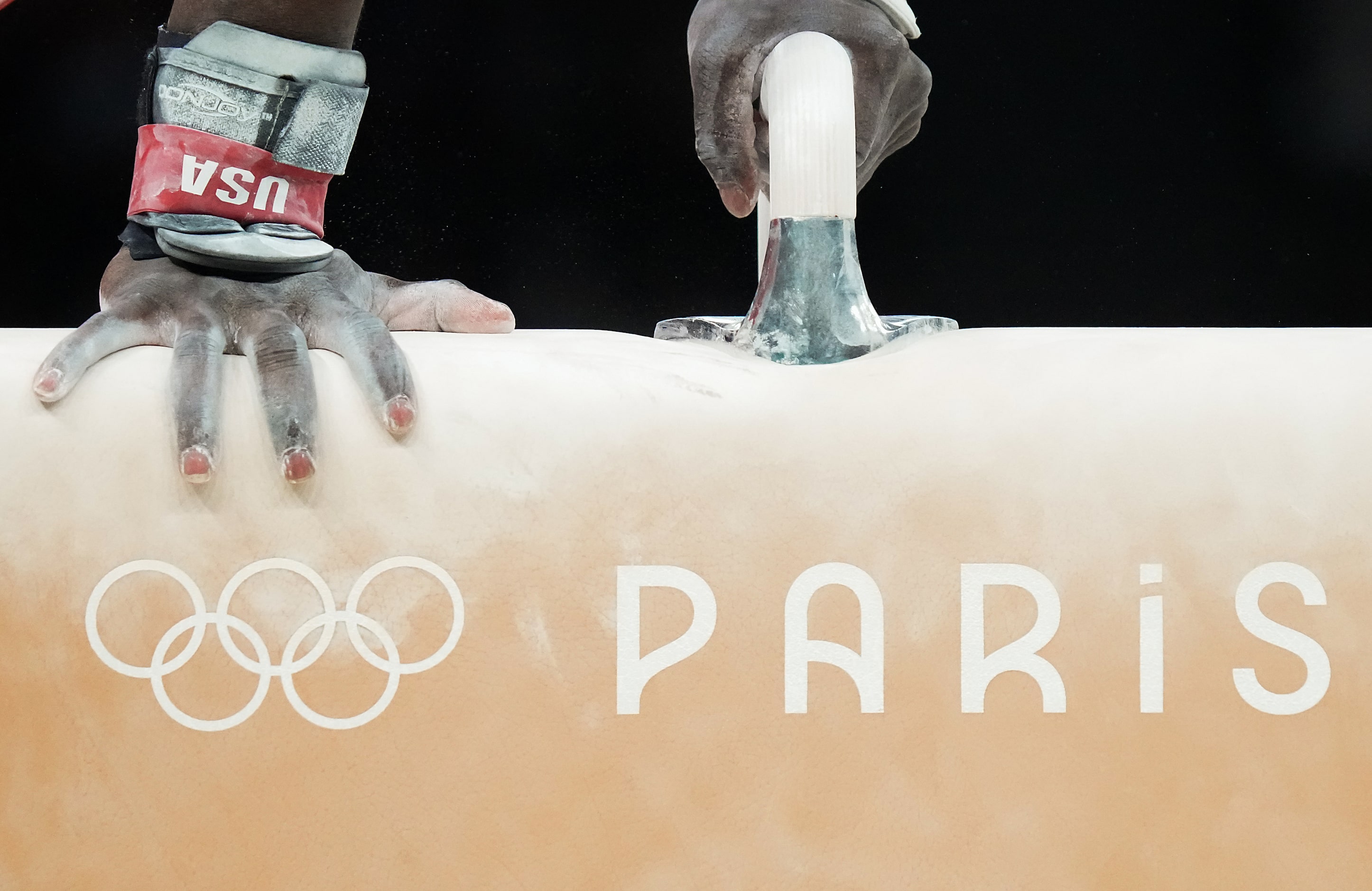 Frederick Richard  of the United States competes on the pommel horse during men’s gymnastics...