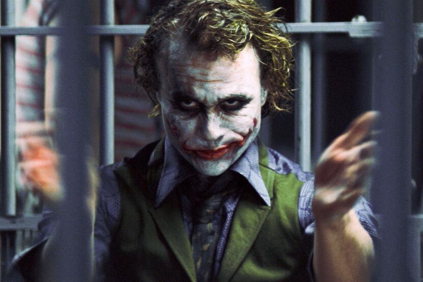 In this undated image originally released by Warner Bros., Heath Ledger portrays The Joker...