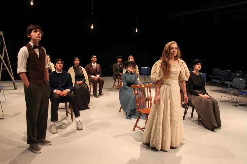 A younger Cooper Raiff, far left, stars as the stage manager in a Greenhill production of...