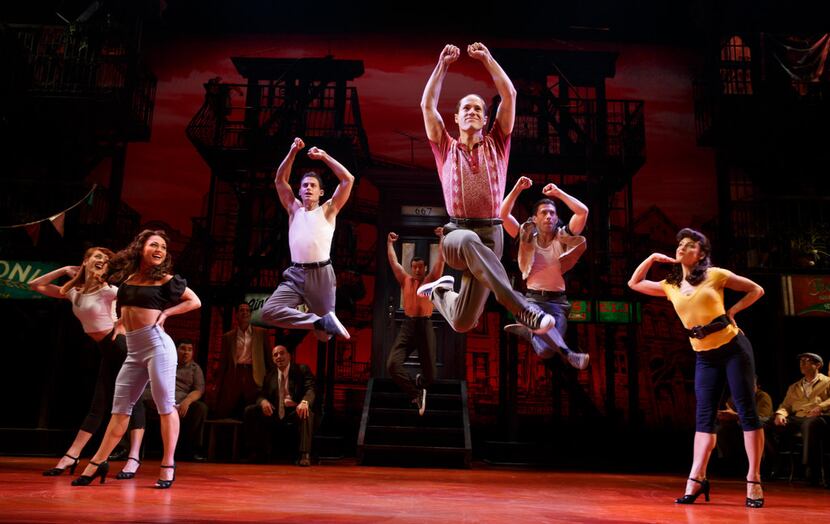 The Cast of A Bronx Tale, shown here on Broadway at The Longacre Theatre in New York, N.Y. A...