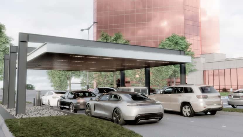 A rendering shows the new drive-in banking facilities, which will be moved to the north part...