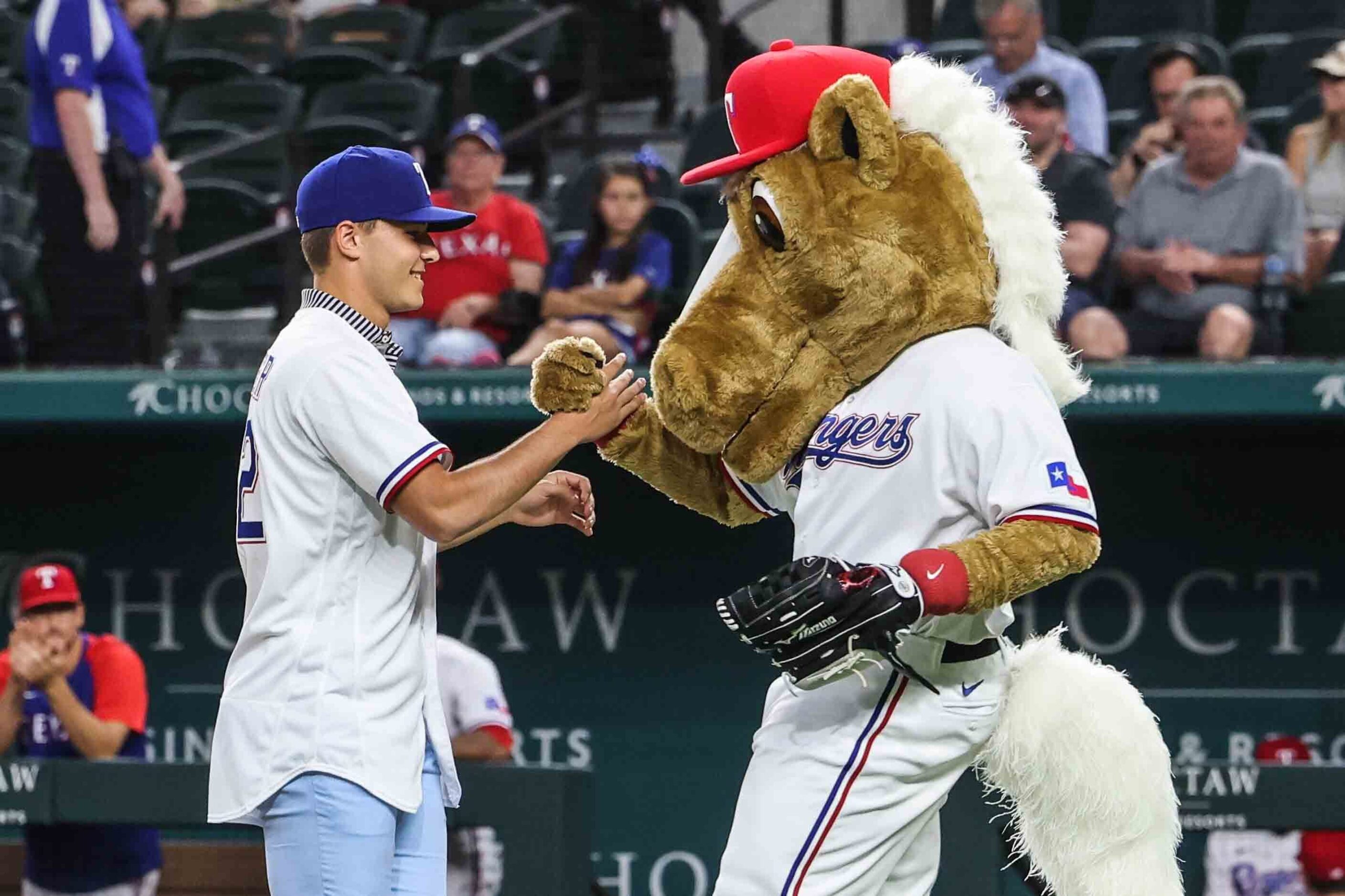 First pitch by Jack Leiter for Arizona Diamondbacks at Texas Rangers at the Globe Life Field...