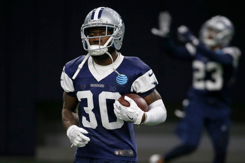 Cowboys cornerback Anthony Brown (30) practices at Ford Center at The Star in Frisco, Texas,...