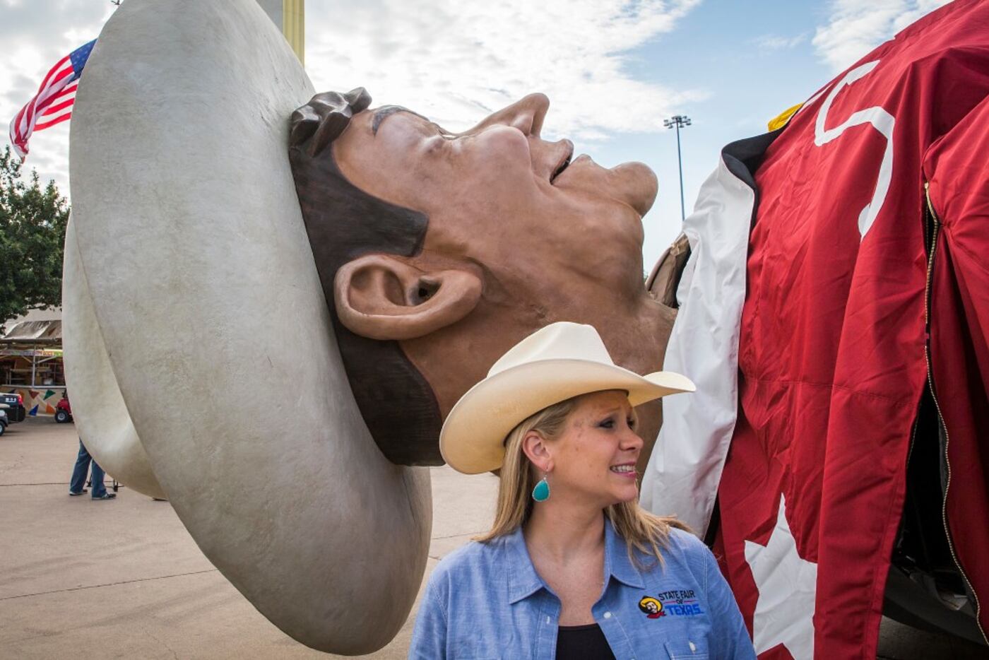 State Fair of Texas vice president of public relations Karissa Condoianis stands next to Big...