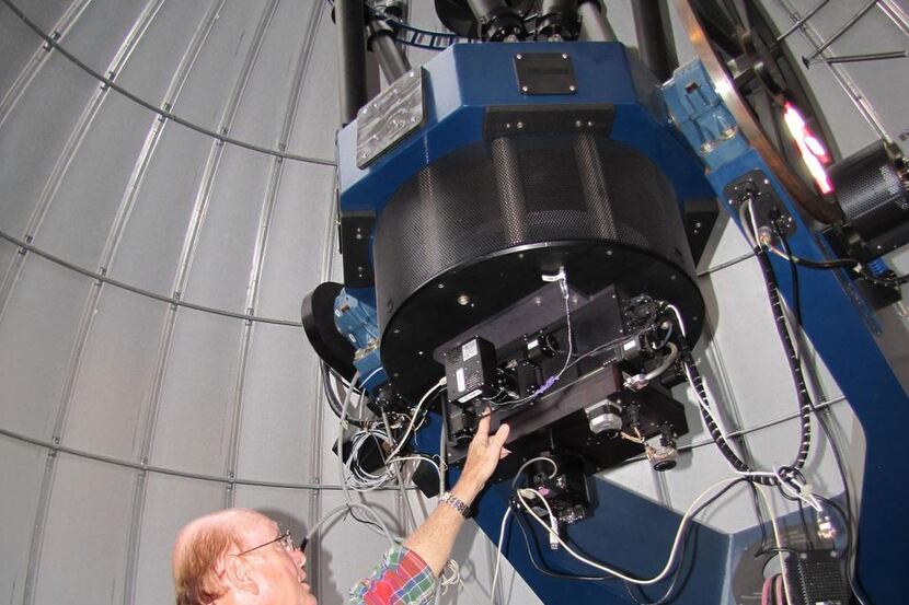 
Aubrey Brickhouse shows off the Meyer telescope.
