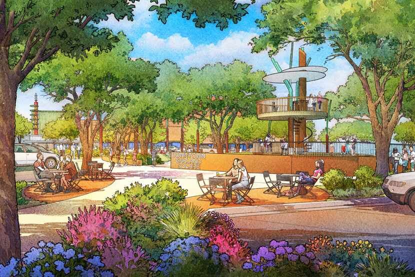 New renderings show how the city of Garland hopes to redevelop its downtown square to...