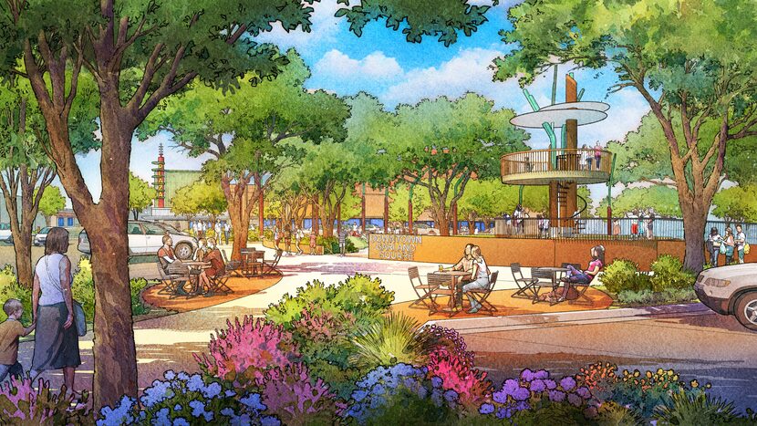 New renderings show how the city of Garland hopes to redevelop its downtown square to...