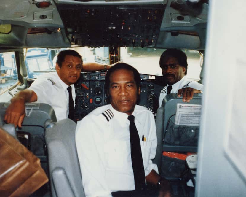 The first all-Black flight deck crew, known as the Soul Patrol: Capt. David E. Harris, Capt....