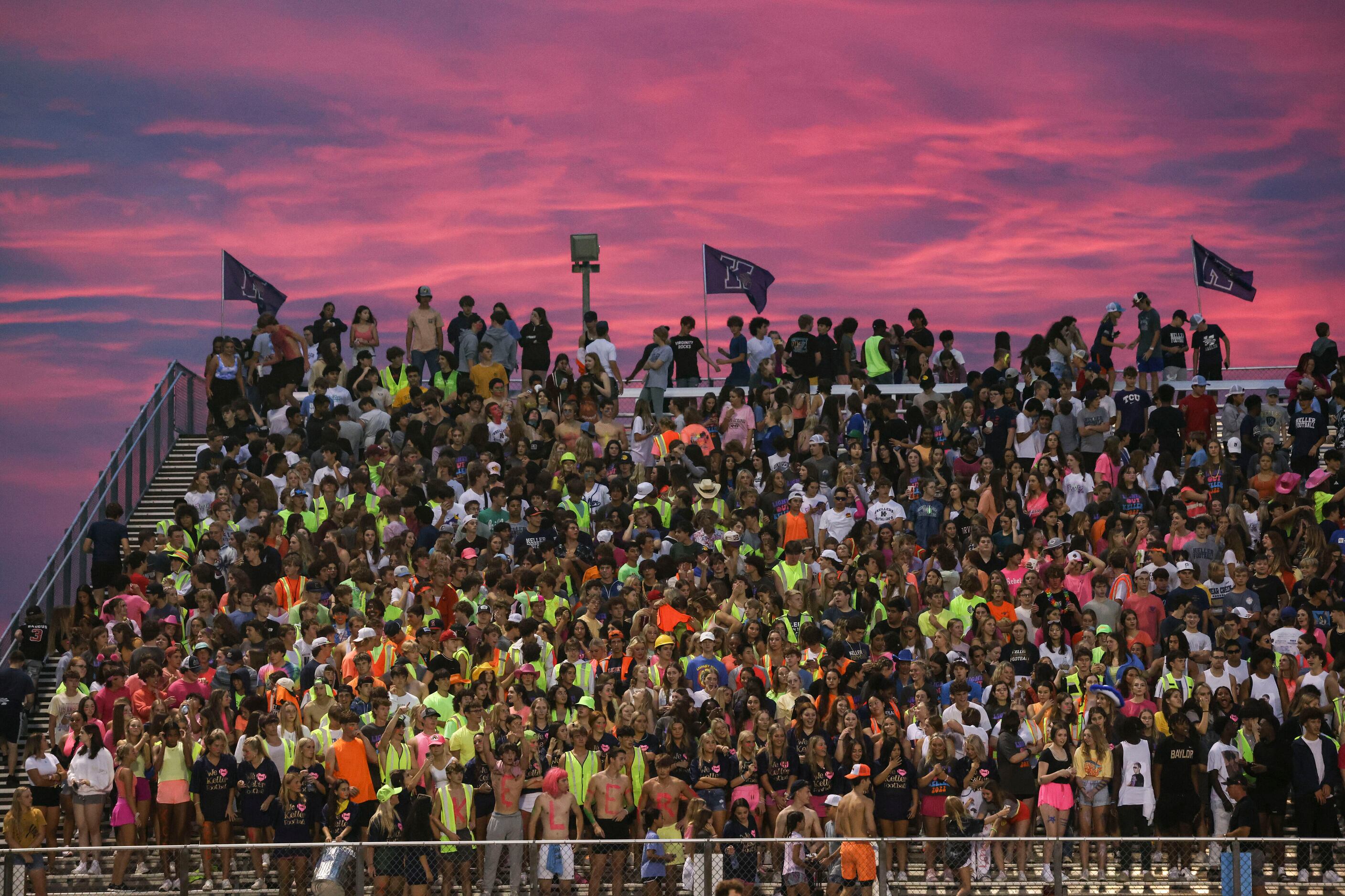 Keller High School student section during the game between Keller High School and Plano West...
