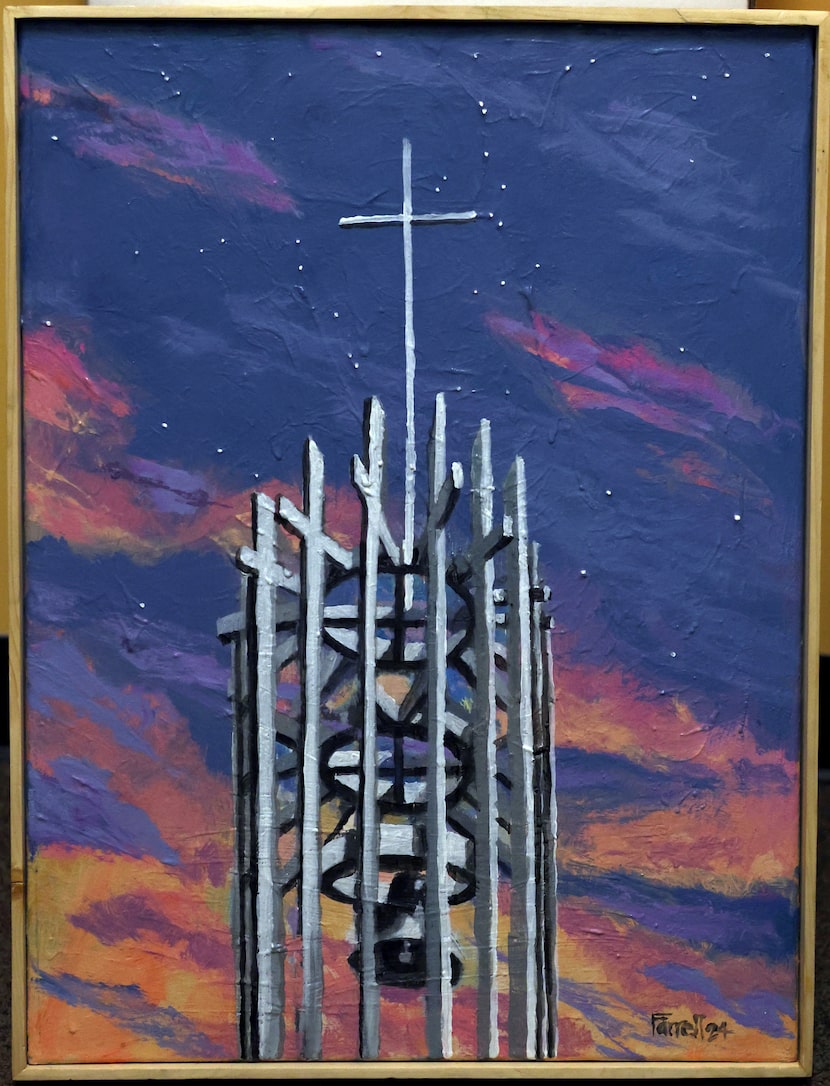 Architect and artist David Farrell painted St. John's sanctuary tower and bell as a gift to...