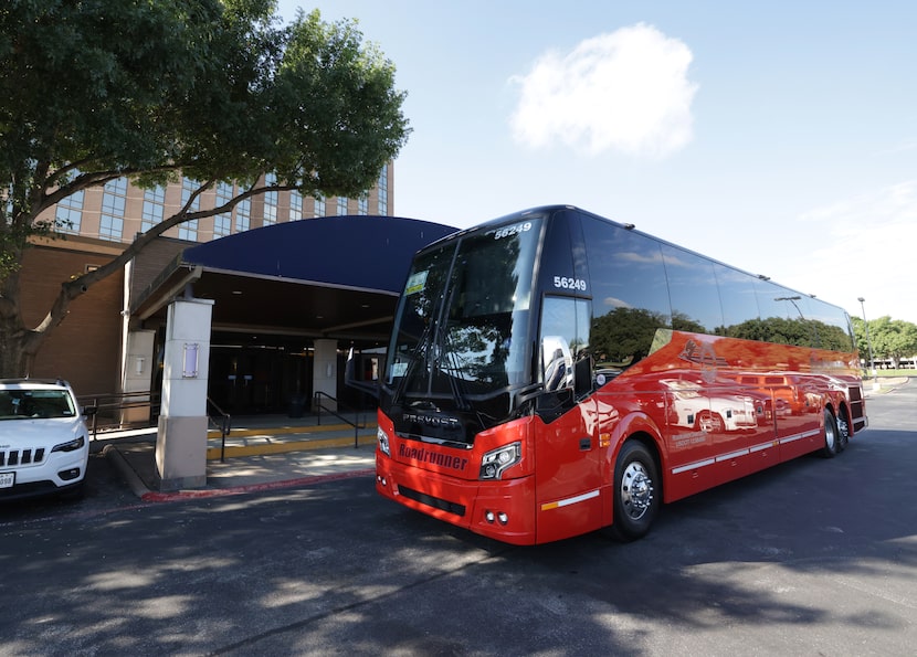 Familes of crime victims leave on a bus from the Hilton hotel in Arlington, TX, on Sep 22,...