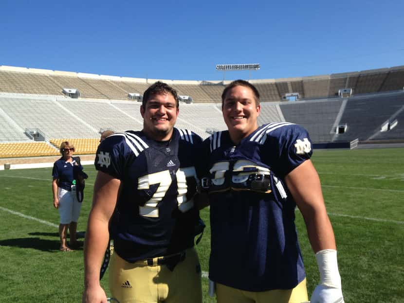 Zack Martin (No. 70) and Nick Martin are pictured at Notre Dame. Zack was drafted in the...