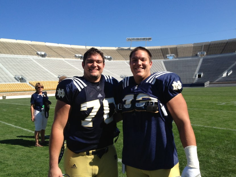 Zack Martin (No. 70) and Nick Martin are pictured at Notre Dame. Zack was drafted in the...