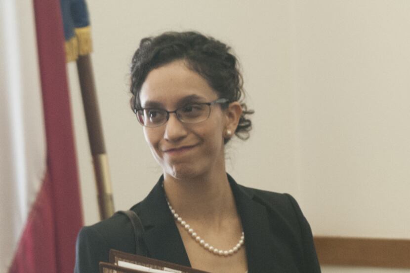 Paula Rosales Aldana, who began training last week to sit on Dallas' municipal court bench,...