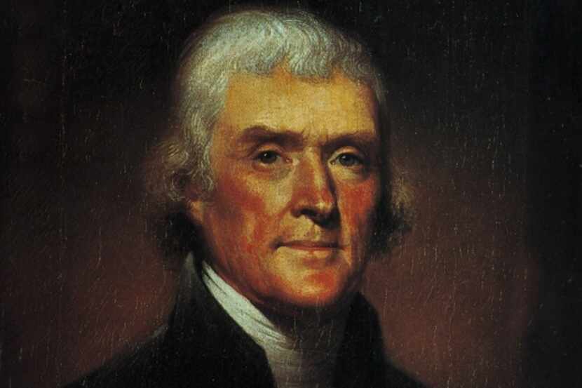 Retrato del siglo XIX, sin fecha, que representa a Thomas Jefferson, hecho por el artista...