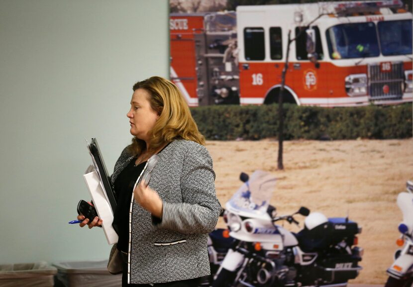 Kelly Gottschalk, the pension's current director, leaves a board meeting in December 2016.