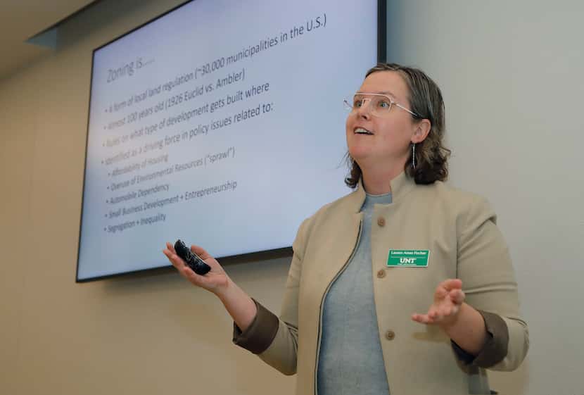 UNT Assistant Professor Dr. Lauren Ames Fischer speaks on her work to create a Texas Zoning...