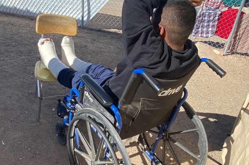 Pedro Gomez, from Guatemala, seen here on Feb. 9,, heals from two broken ankles he suffered...